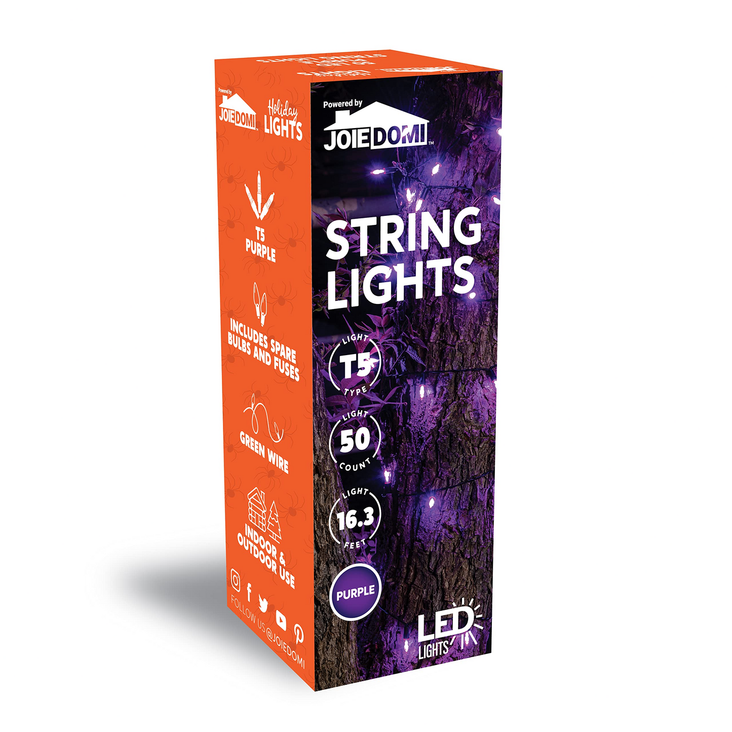 17.3ft 50 Counts Purple LED Green Wire String Lights
