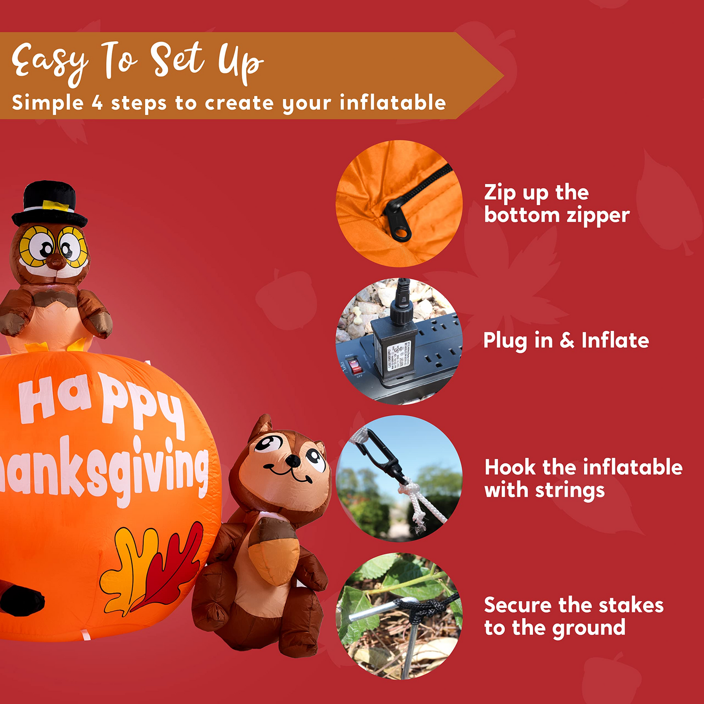 6ft Long Animal's Thanksgiving Thanksgiving Inflatable