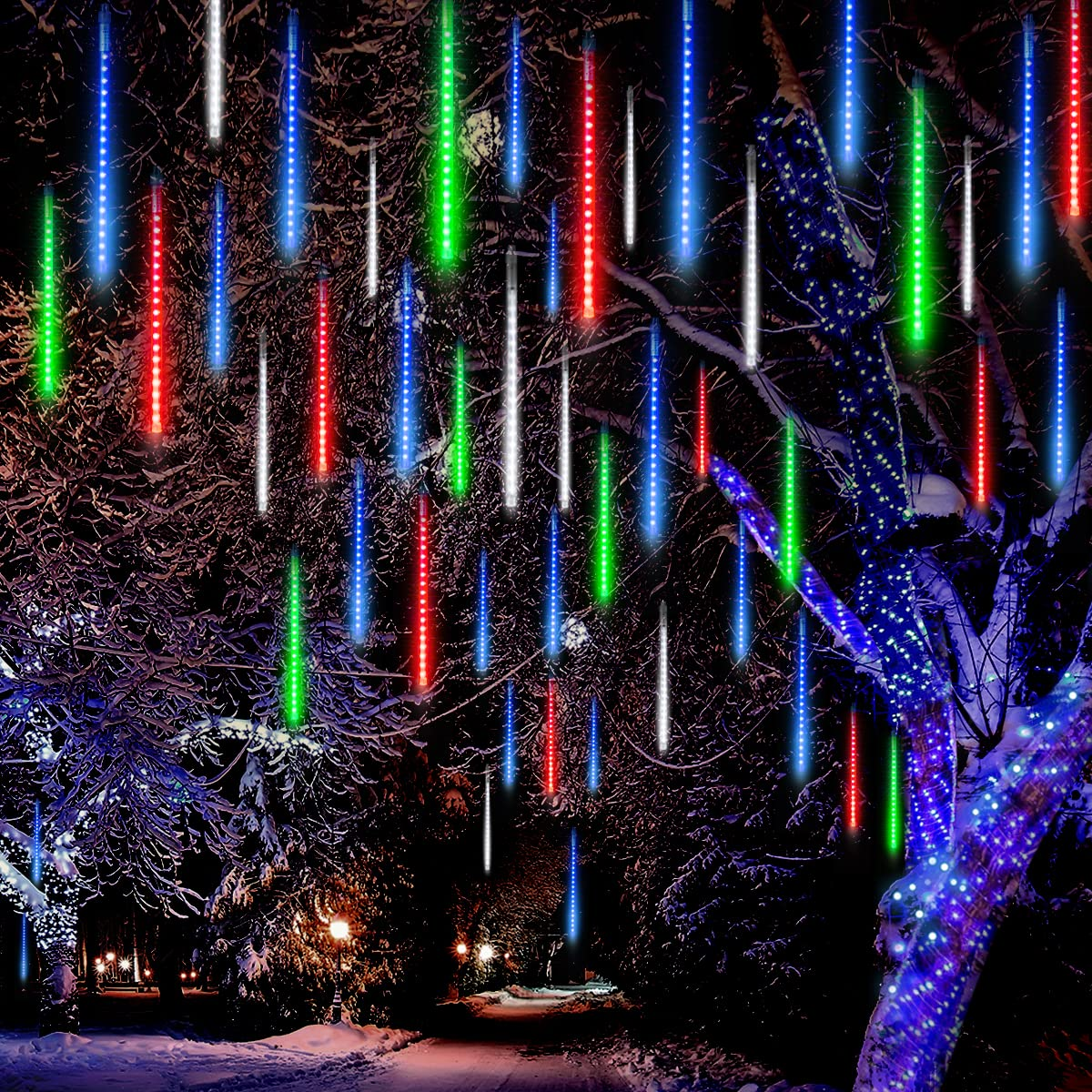 288 LED Meteor Shower Rain Lights 8 Tubes 30cm Multicolor, 1 Pack