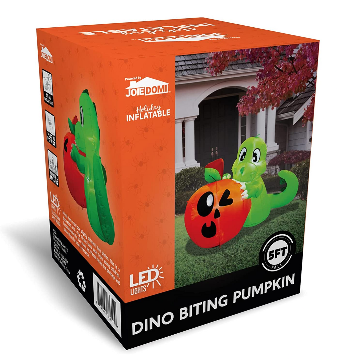 5ft Halloween Dinosaur Sitting on Pumpkin Inflatable