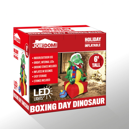 Large Dinosaur Sitting on a Gift Box Inflatable (6 ft)