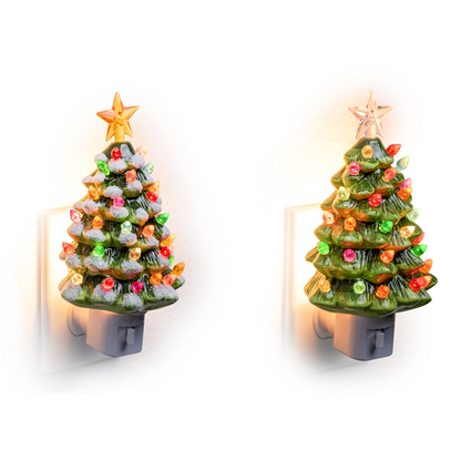 2 Packs Ceramic Christmas Tree Night Light