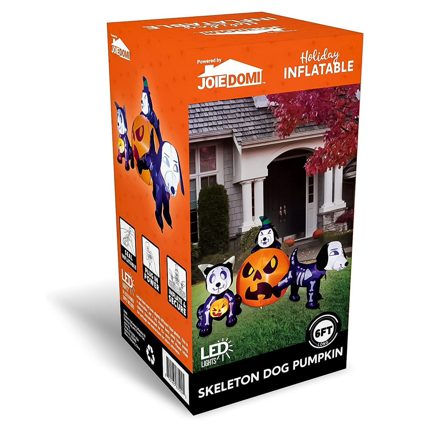 6ft Halloween Skeleton Dog with Pumpkin Set