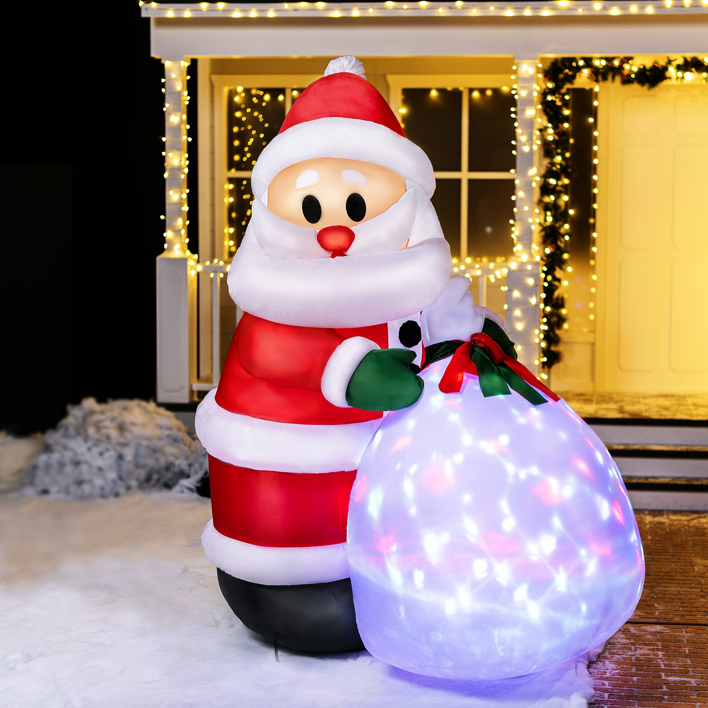 7.9ft Christmas Inflatable Santa with Multicolor Gift Bag
