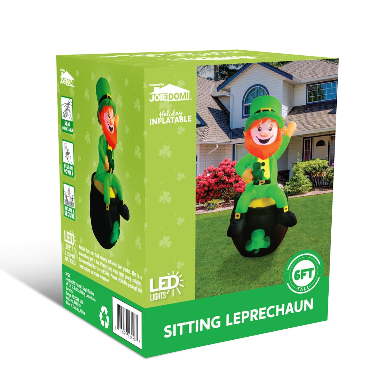 Large St. Patrick's Sitting Leprechaun Inflatable (6 ft)