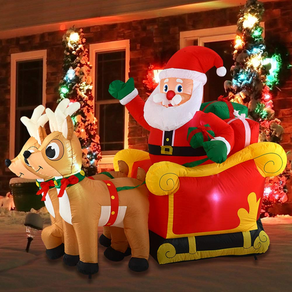 Large Santa  on Sleigh Inflatable (6 ft)