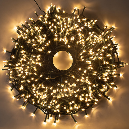 600 Warm White LED Green Wire String Lights