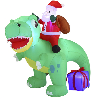 Large Santa Ride on Dinosaur Inflatable (6 ft)