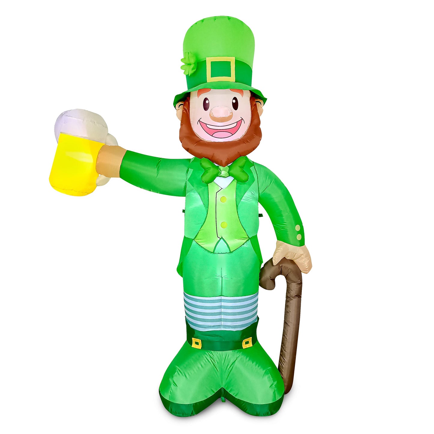 Jumbo St. Patrick's Day Standing Leprechaun Holding Bear Mug Inflatable (8 ft)