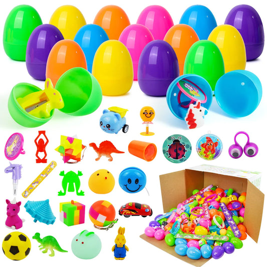 200Pcs 2.3in Prefilled Eggs Packed with Assorted Toys for Easter Egg Hunt