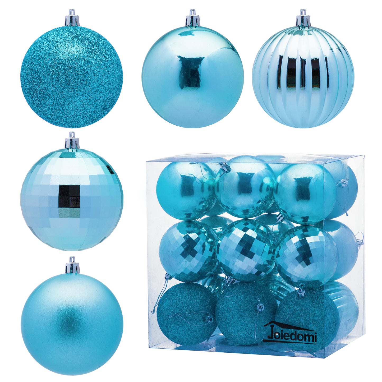 3.15'' Baby Blue Christmas Ball Ornaments 18Pcs